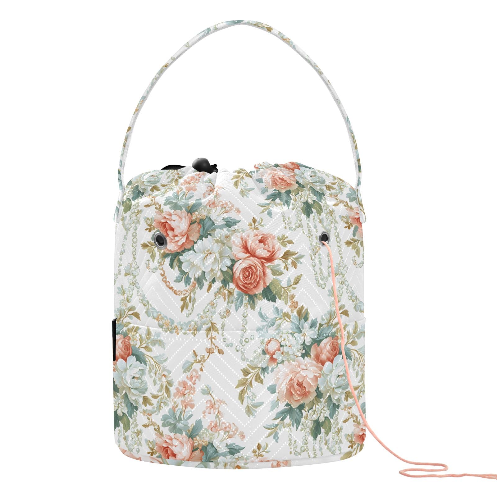 Yarn Storage Bag Small Crochet Bag Knitting Bag Organizer European Flowers Yarn Bags for Crocheting Basket