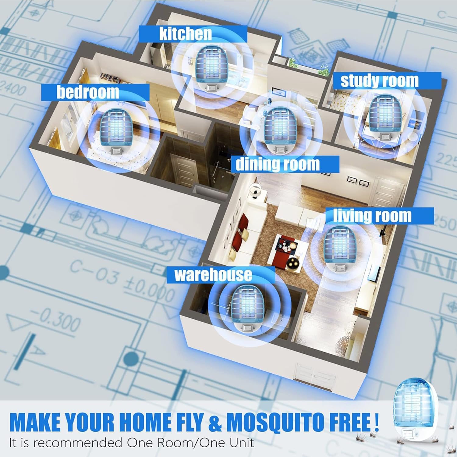 2 Packs Bug Zapper Indoor, Fly Traps for Indoors, Insect Traps for Home Mosquito Killer for Kids & Pets, Home, Kitchen, Bedroom, Baby Room, Office-5