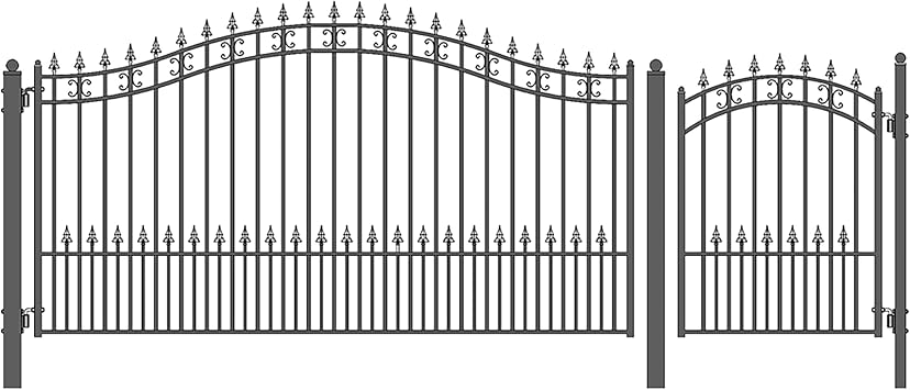ALEKO Single Swing Driveway Gate w/Pedestrian 12x6 St. Louis DG12STPSSW