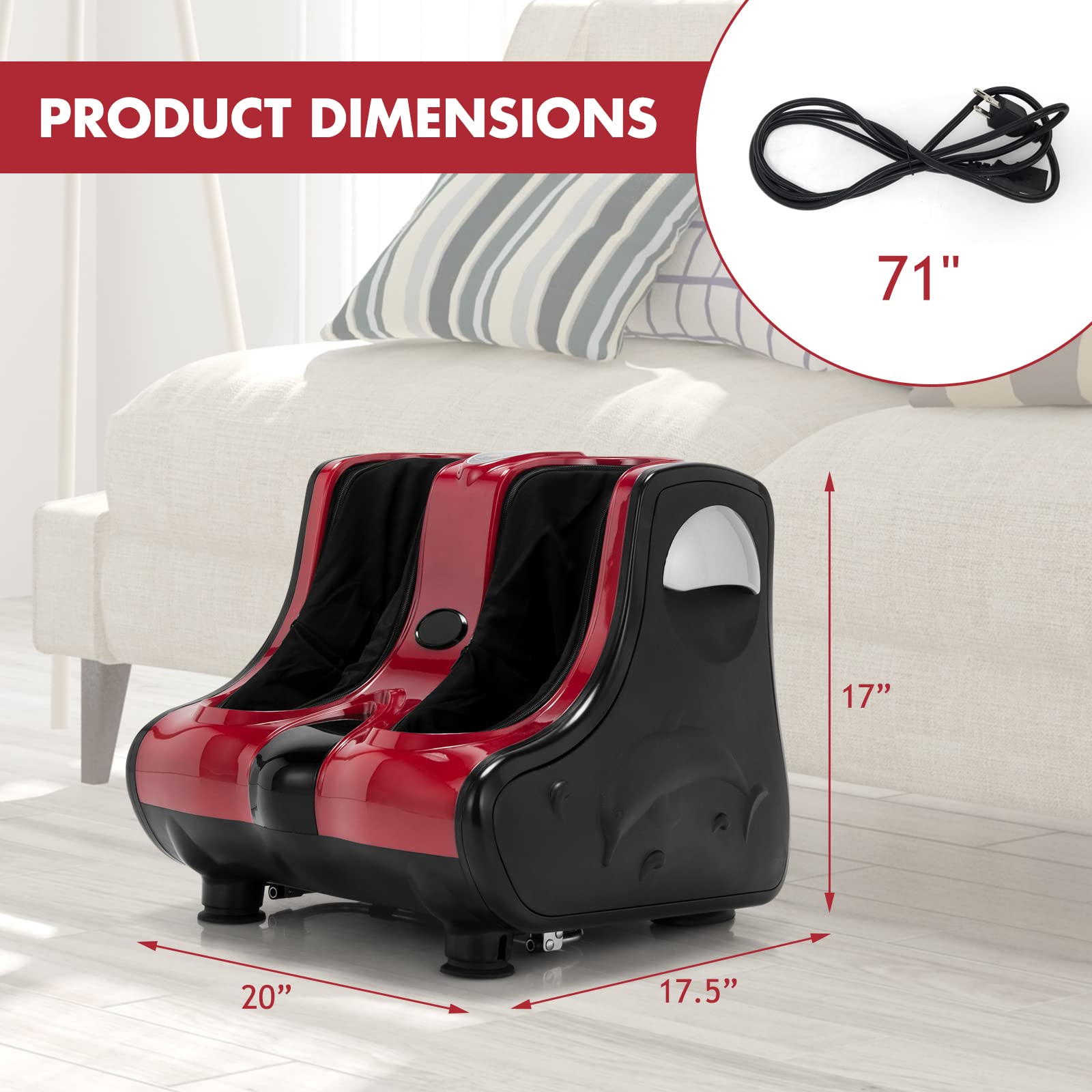 Amazon.com: RELAX4LIFE Foot and Calf Massager, Shiatsu Foot Massager  Machine w/Heating, Kneading, Vibration, Rolling, Adjustable Speed & Tilt  Base, Leg Massager for Pain Relief (Red) : Health & Household