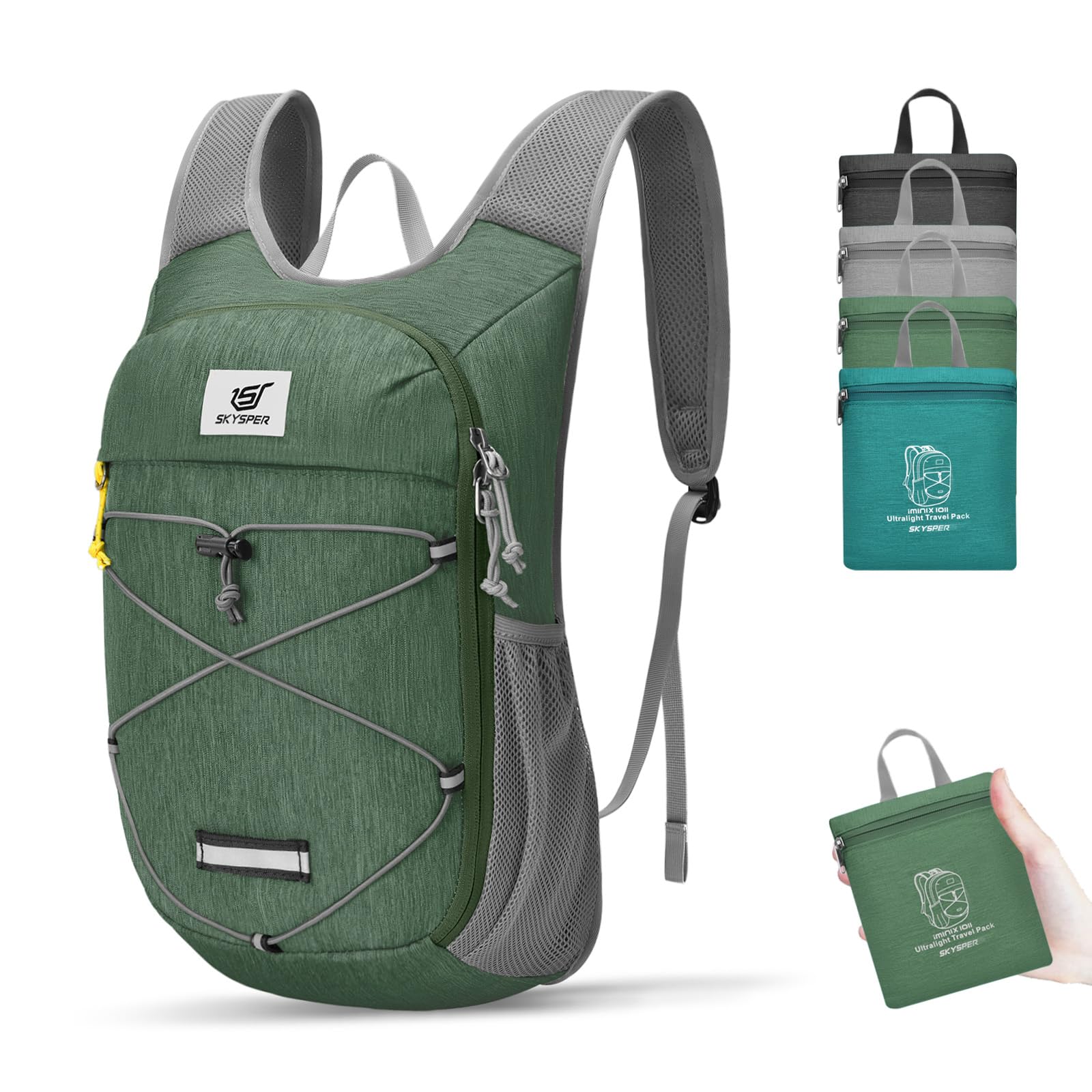 SKYSPER Foldable Hiking Backpack - 10L Small Lightweight Daypack Breathable Travel Backpacks for Men Women