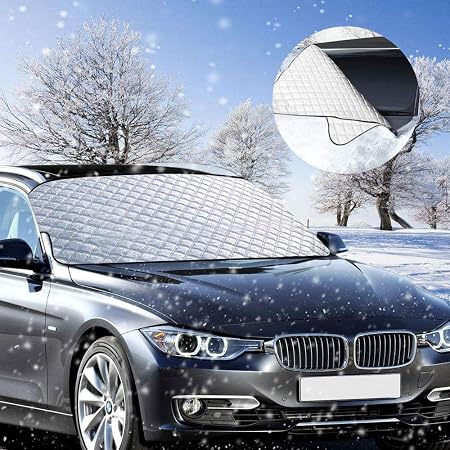 Unibelin Couverture Pare-Brise Voiture Magnétique 183x116 Cm - Protection Anti-Givre, Neige, UV Et Pluie Universelle