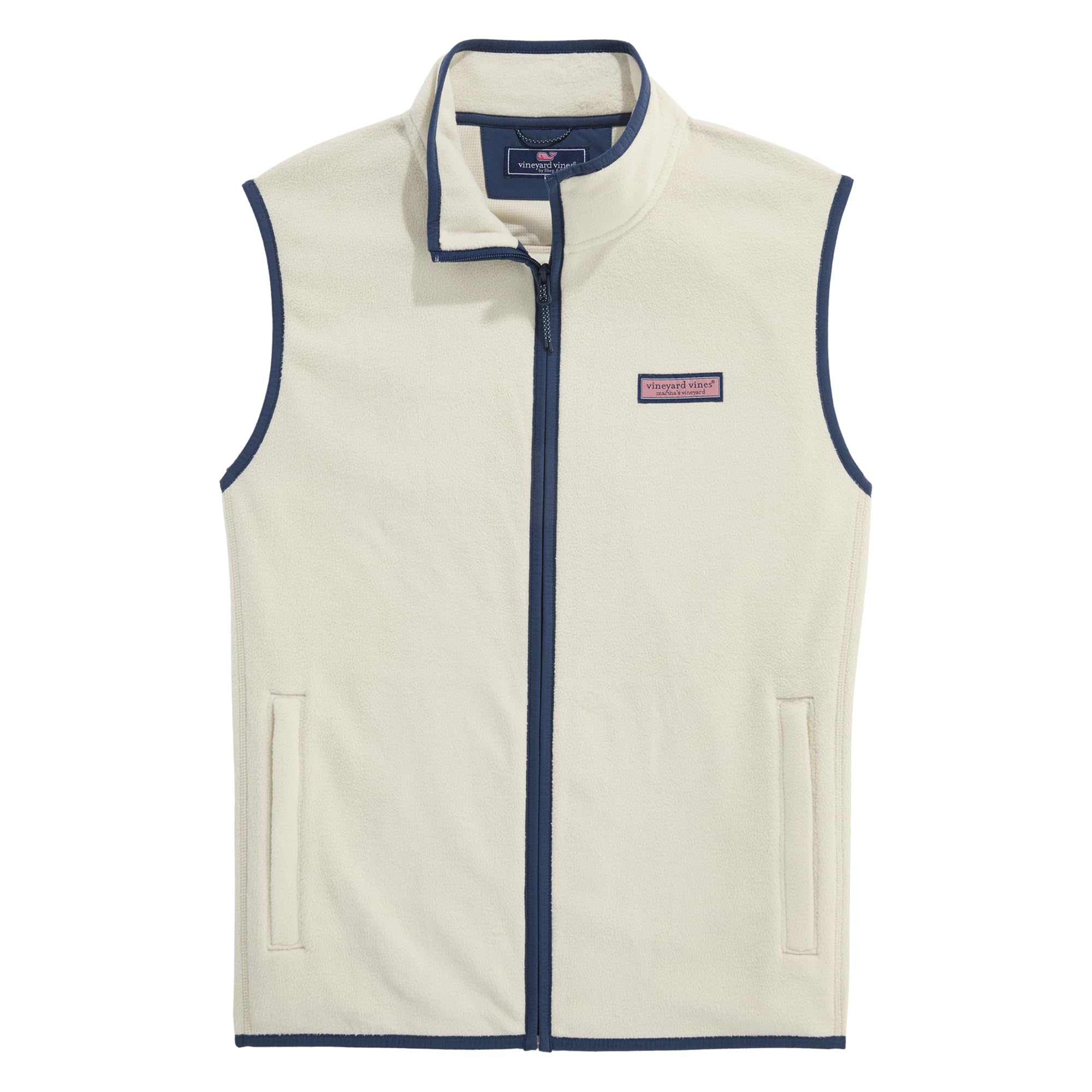 vineyard vines Mens Harbor Fleece Vest, Stone, Large
