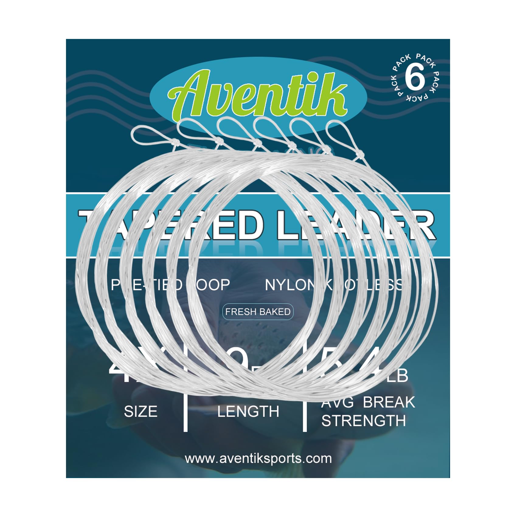 Aventik Tapered Fly Fishing Leader with Pre-Tied Loop, Clear Nylon/Fluorocarbon, Strong Knot Strength, Low Memory, 7.5ft/9ft/12ft, 0X–7X, for Trout,