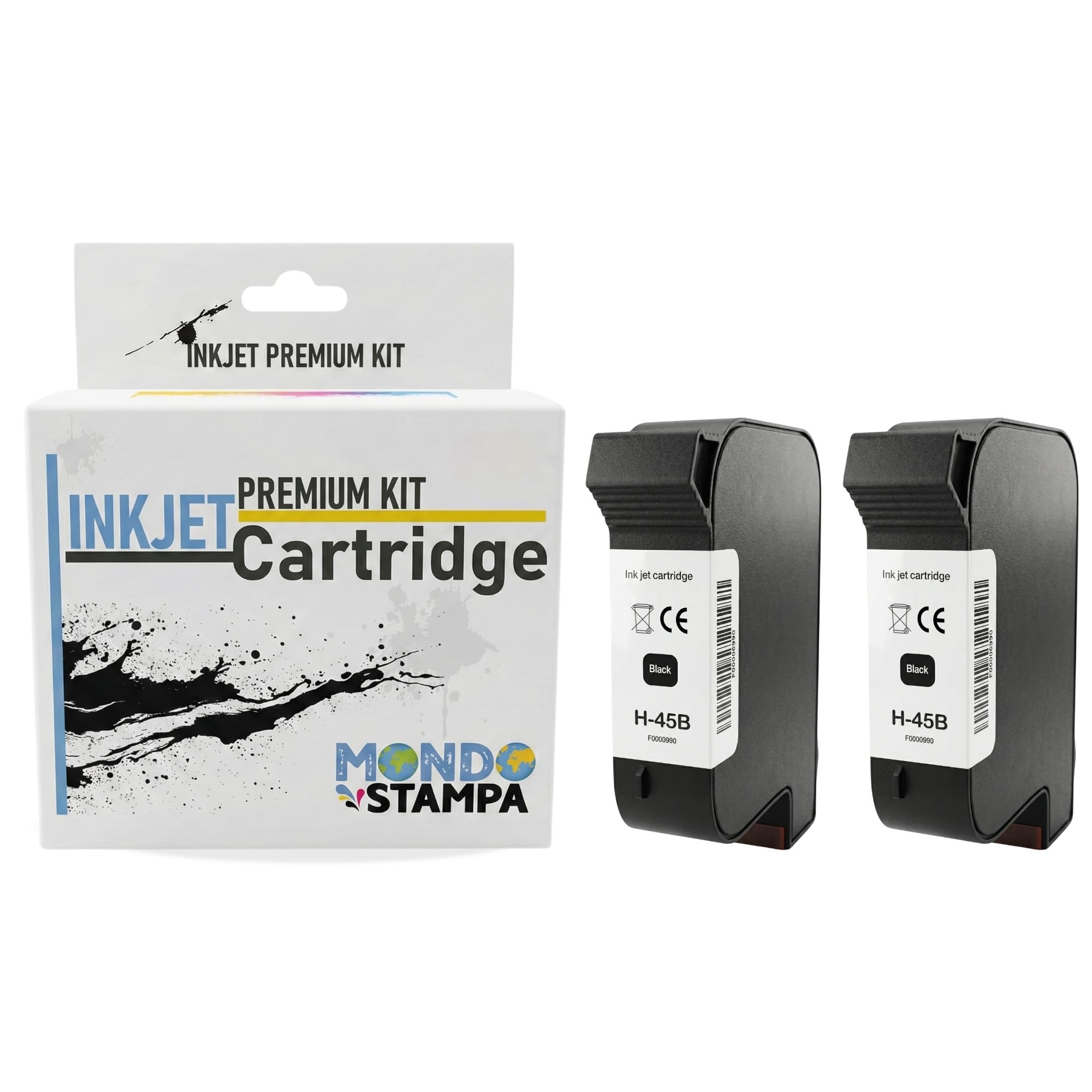 Kit de 2 cartuchos regenerados para HP 45 51645AE [50 ml XXL] Alta capacidad compatible negro para DeskJet 710C 720C 850C 890C 930C 950C 970Cxi 990Cxi 1100C 1120C 1220C 1280 1600C