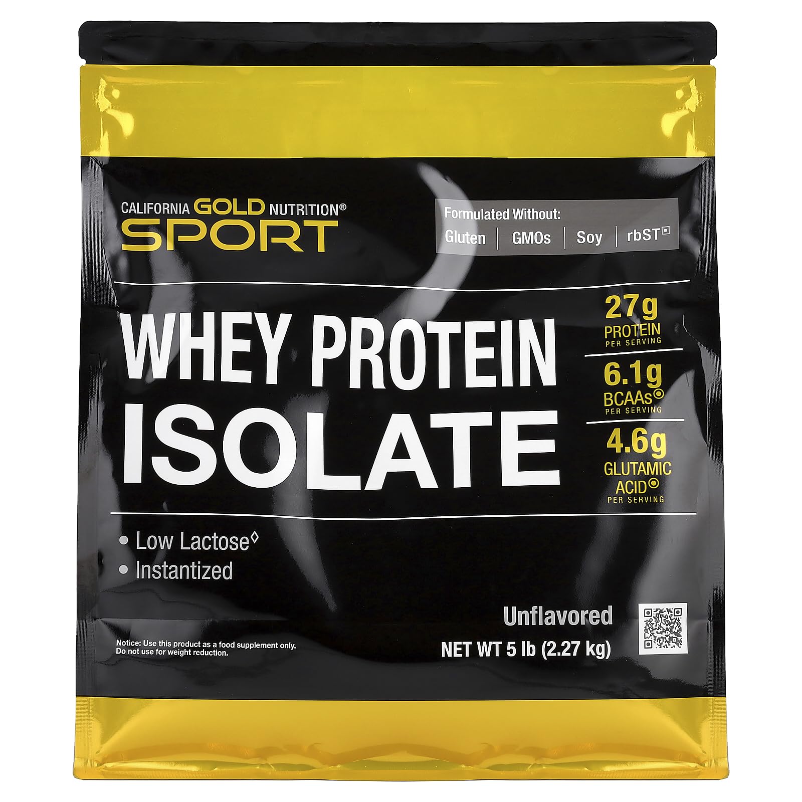 California Gold Nutrition, SPORT, Whey Protein Isolate, Unflavored, 90% Protein, Fast Absorption, Easy to Digest, Single Source Grade A Wisconsin, USA Dairy, 75 Servings, 5 lbs (2270 g)