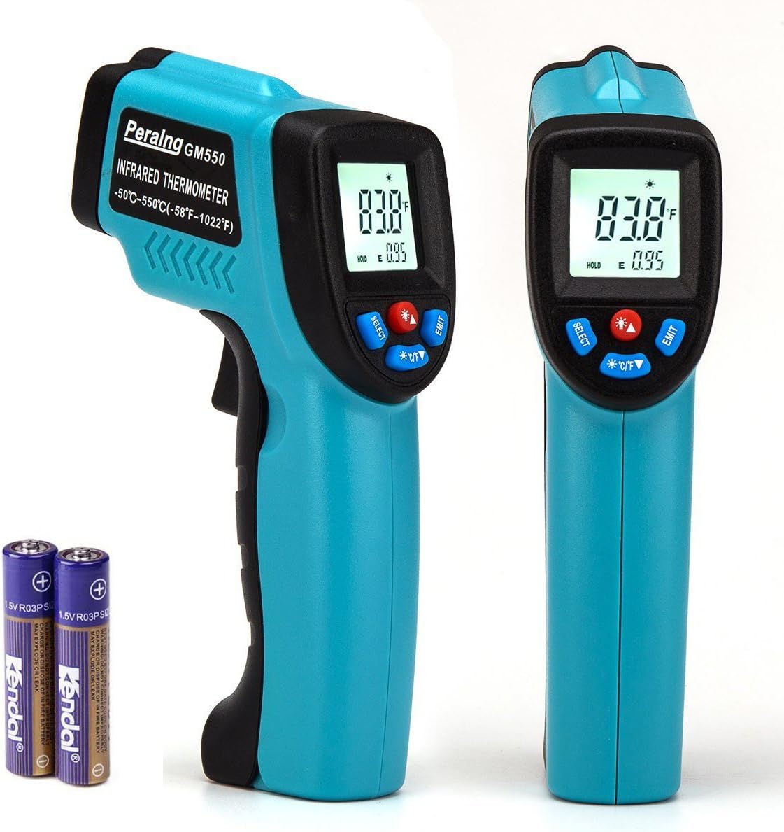 Laser Infrared Thermometer Peralng -58℉-1022℉ Non-Contact IR Temperature Gun Accurate LCD Digital Display Backlight