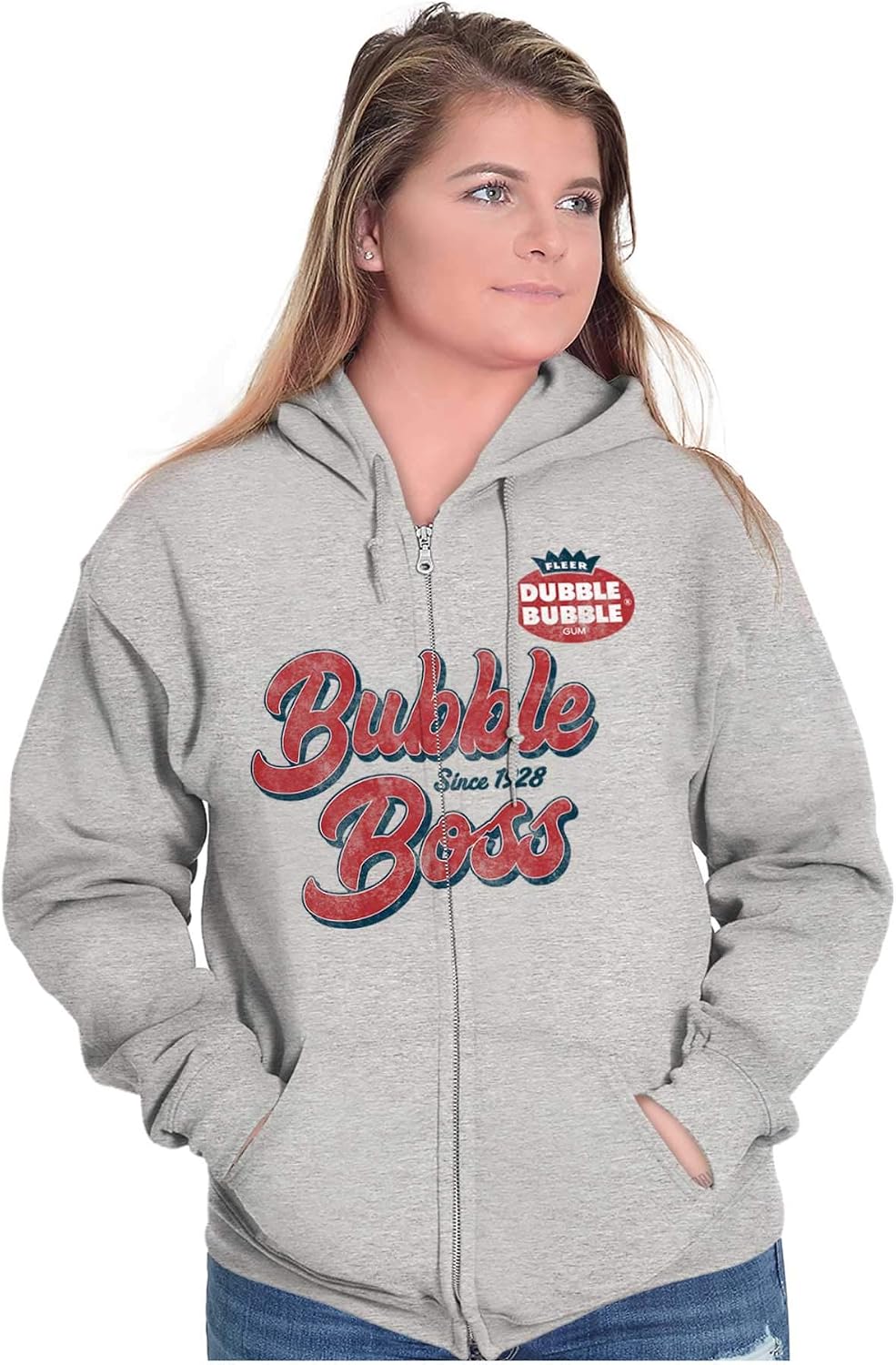 Vintage Dubble Bubble Boss Retro Gum Zip Up Hoodie Mens Womens
