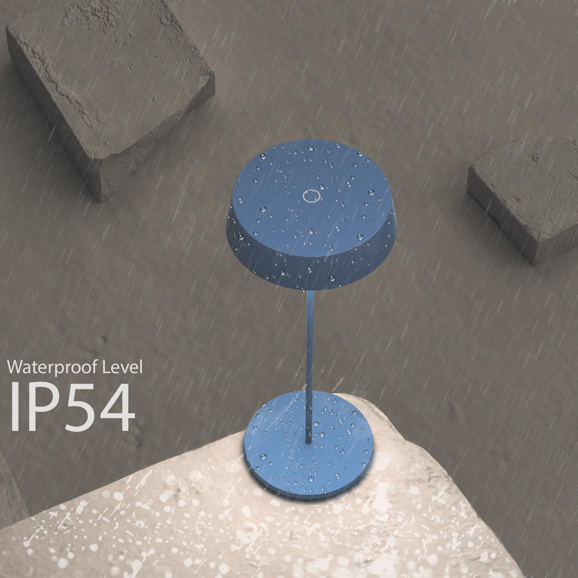 Palmina 901,lampade da tavolo senza fili,lampade da tavolo ricaricabili E Dimmerabile In Alluminio,abat jour senza fili 4400mah,Protezione IP54,luce da tavolo esterno/Interno/Blu 2PZ