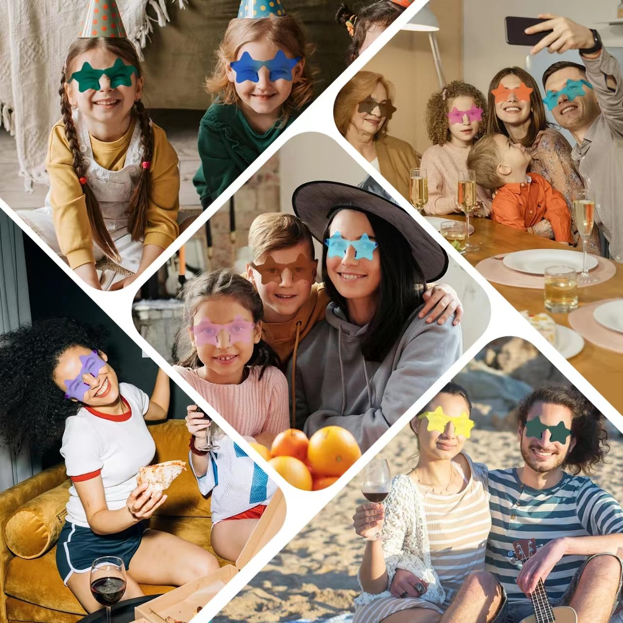 WNSIRVY 12 Pairs Rimless Star Shaped Sunglasses, Transparent Candy Color Star Glasses Bulk - Fun Sunglasses for Pool Party Decorations Fun Gatherings Photo Booth Props Party Favors (Pink)