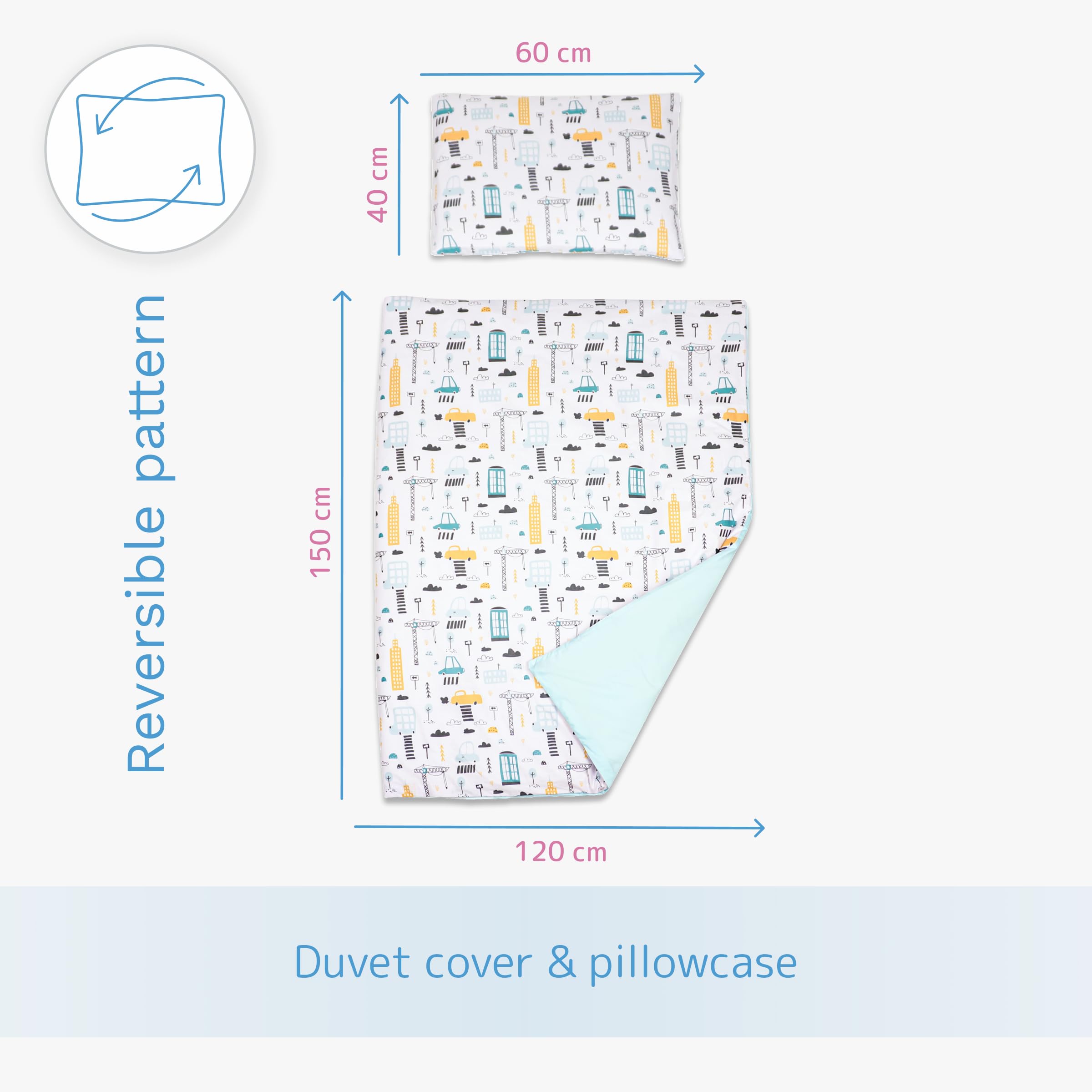 2-teiliges Baby Kinder Bettbezug 150 x 120 cm mit Kopfkissenbezug - Muster 1