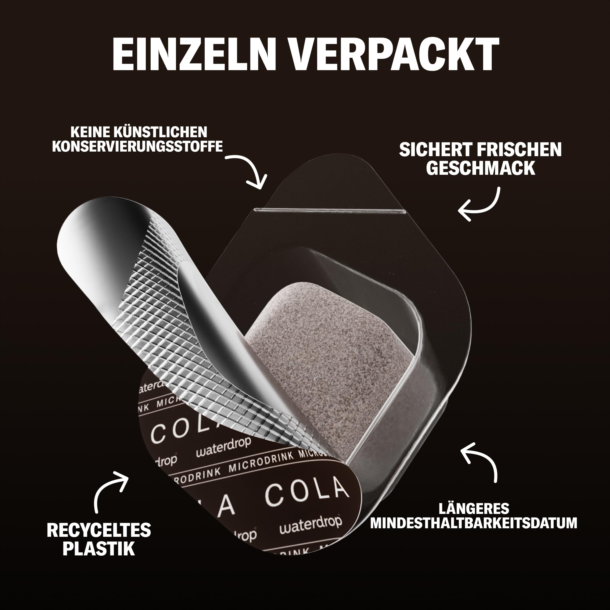 waterdrop® Cola – Wasser mit Cola Geschmack ohne Zucker, 36 Würfel – verbesserte Rezeptur - zuckerfreies Getränkepulver für Wasser mit Vitaminen – Zero Cola Alternative, vegan, gluten- & kalorienfrei