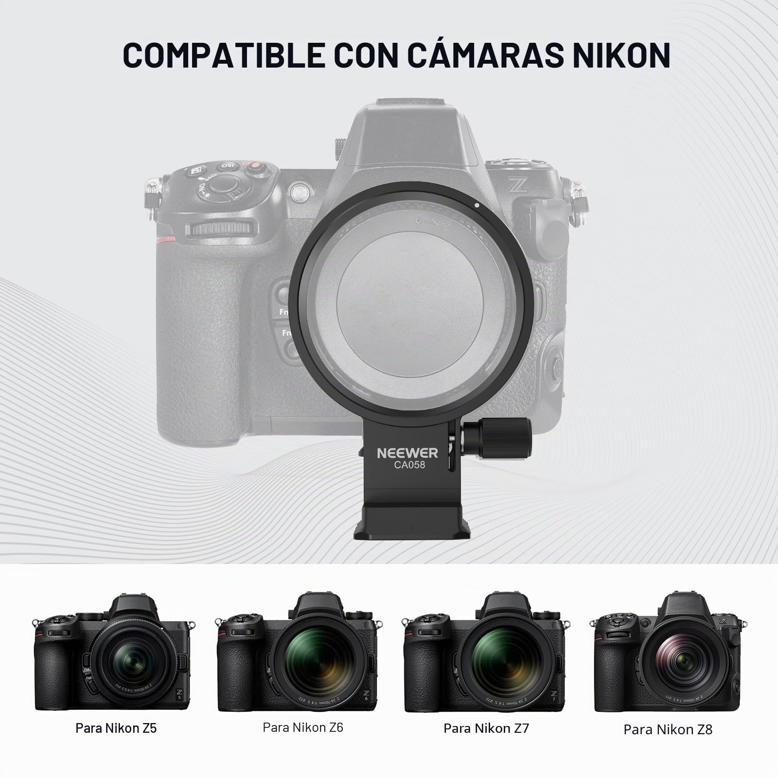 Neewer Placa giratoria de montaje de collar para adaptador FTZ Z8 Z7 II Z6 II Z5, soporte de lente de trípode de cámara horizontal rápidaCompatible con DJIRS3/2 y sistema de acoplamiento Arcasn,CA058