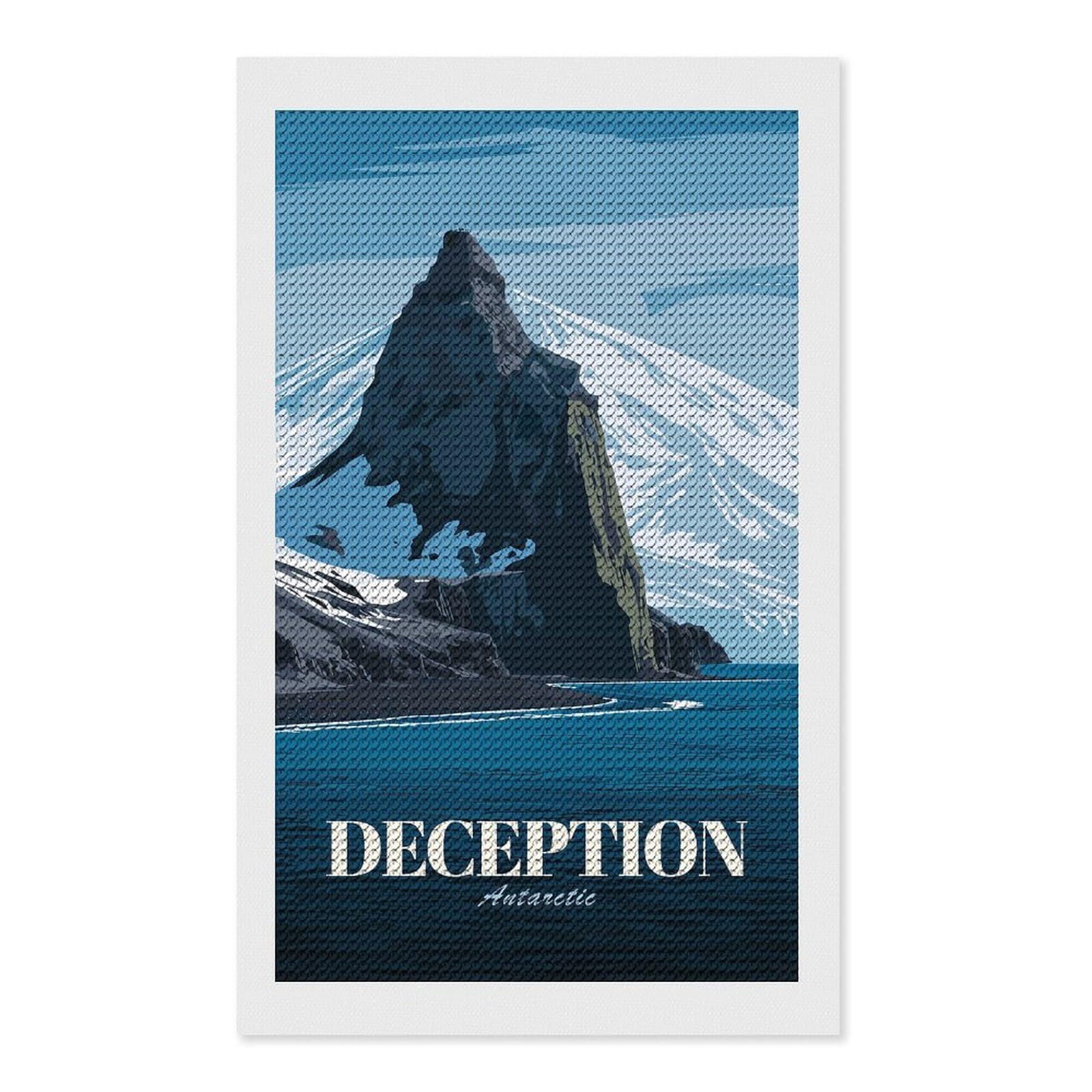 Junmoney Deception Island, Antarctica Travel Diamond Painting Canvas Set 12"x20", Full Kit Included, Calming Craft to Unwind, Farmhouse Decor, Christmas Gift
