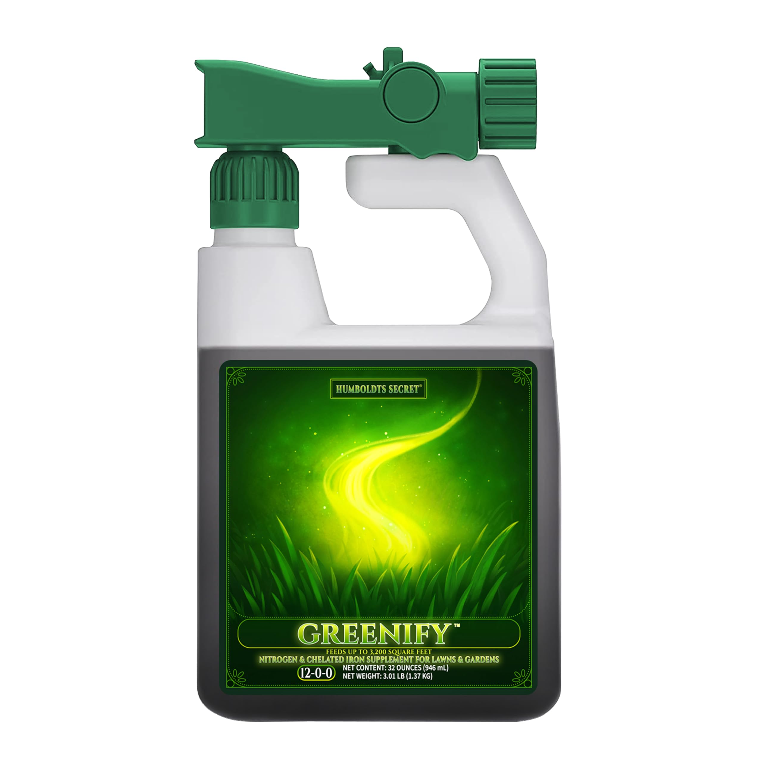Humboldts Secret Greenify | 12-0-0 Nitrogen & 6% Iron Liquid Lawn Fertilizer | Concentrated Fertilizer Spray - Liquid Nitrogen Fertilizer - Chelated Iron Fertilizer, Liquid Iron for Lawn | 32 oz