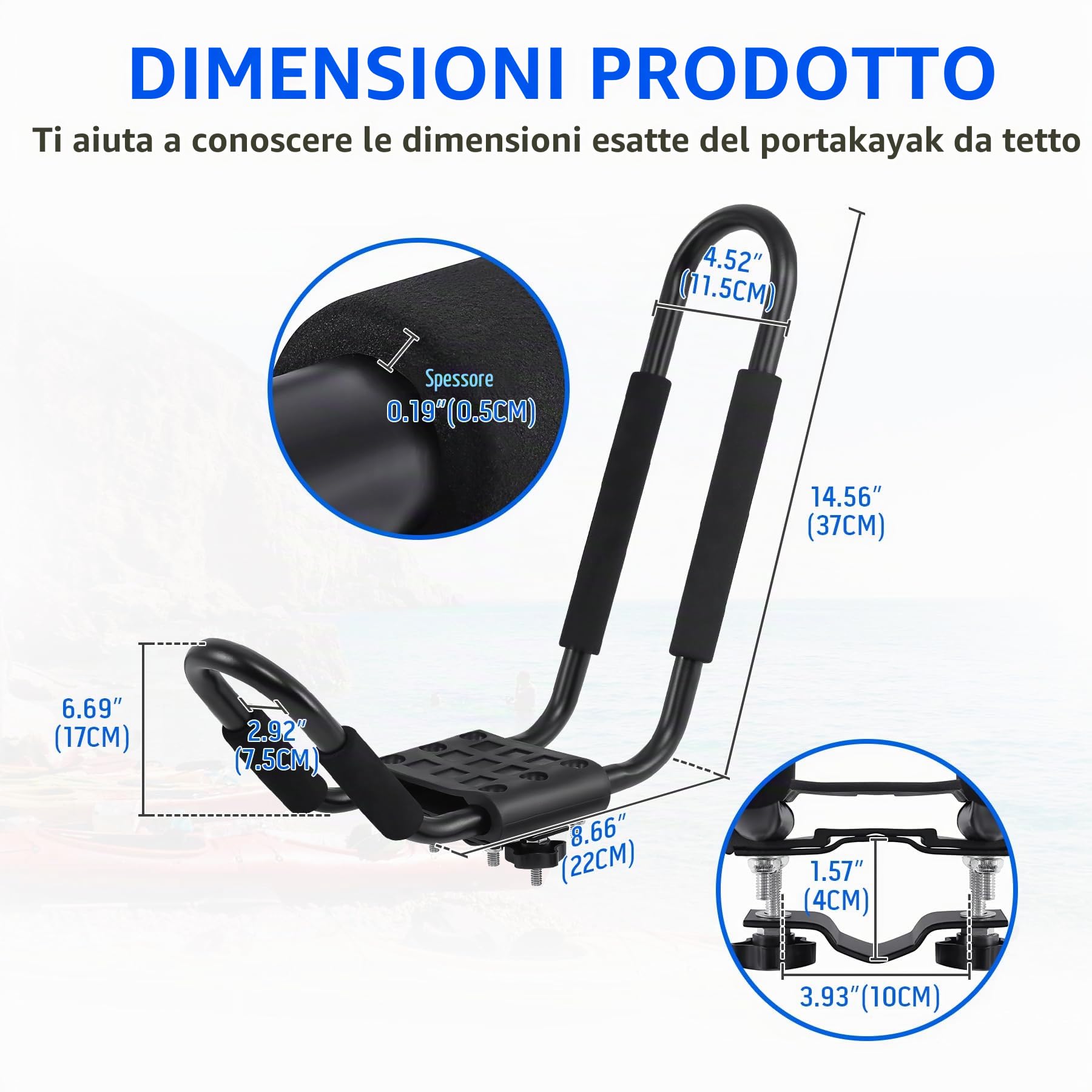 Supporto Universale Per Kayak E Tavola Da Sci, 2 Pezzi, Per Auto, Per Tetto, Barca, Supporto Universale J-Bar