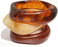 FAXHION Chunky Resin Acrylic Bangle Bracelets for Women - Colorful Wide Geometric Stackable Set, Vintage Statement Jewelry Gift