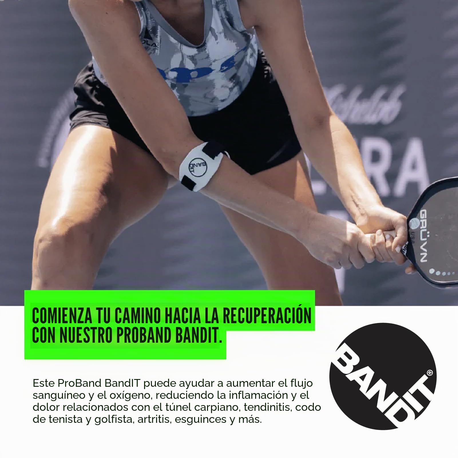 Band-It ABI00 - Cinta Deportiva de sujeción para el antebrazo, Color Negro y Blanco