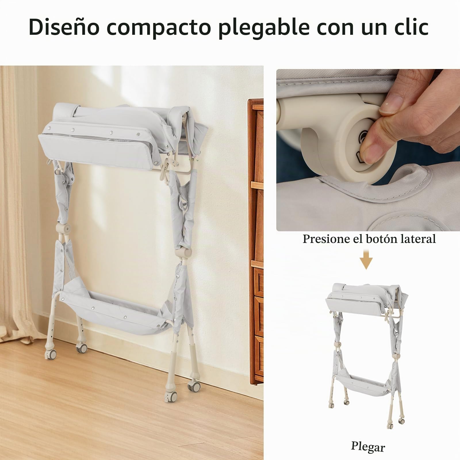 LIFEZEAL Cambiador de Bebé, Cambiador Plegable e Impermeable de Tejido, Cambiador de Pañales para Bebé de 0-6 meses (Gris)