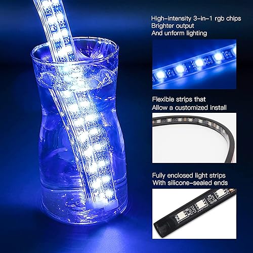 Miniatura 7 de Kairiyard Kit de 8 luces LED para motocicleta control de aplicación multicolor sincronización de música tiras RGB impermeables para Harley Davidson