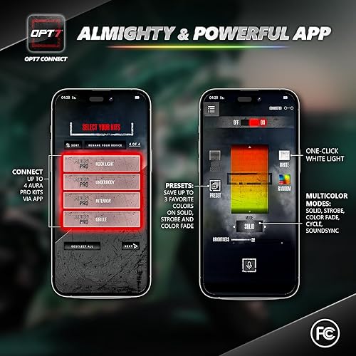 Miniatura 3 de OPT7 Aura Pro - Kit de luz LED para motocicleta, freno inteligente, RGB multicolor para bicicleta, luz de neón subterránea, aplicación Bluetooth,