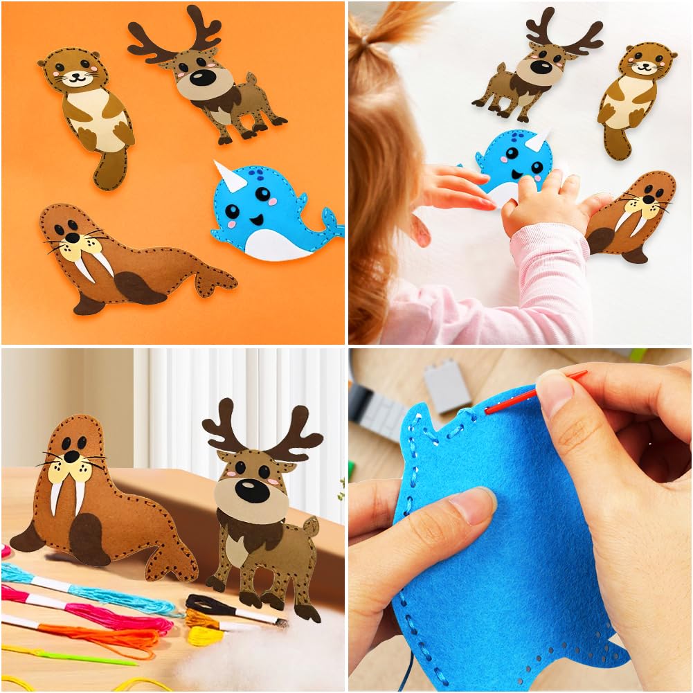 Vicloon Sewing Kit for Kids, 12-Piece Cute Animal Sewing Craft Kits, Fun Stuffed Animal DIY Kits for Kid Learn to Sew Arts and Crafts Kit, Introduction to Sewing Set for Kids Age 5-12 — view 6