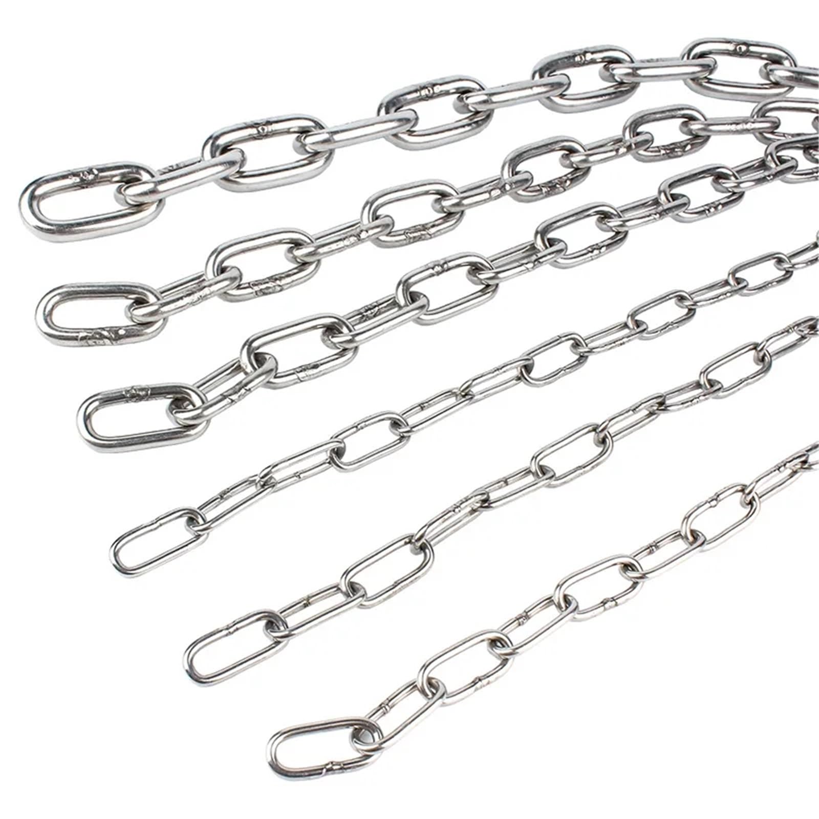 Cadena Cadena de eslabones acero inoxidable 304, 1 metro, ,2-12mm, cadenas metálicas for columpio, cuerda secado, elevación colgante, tracción for mascotas(3mm(2pcs))