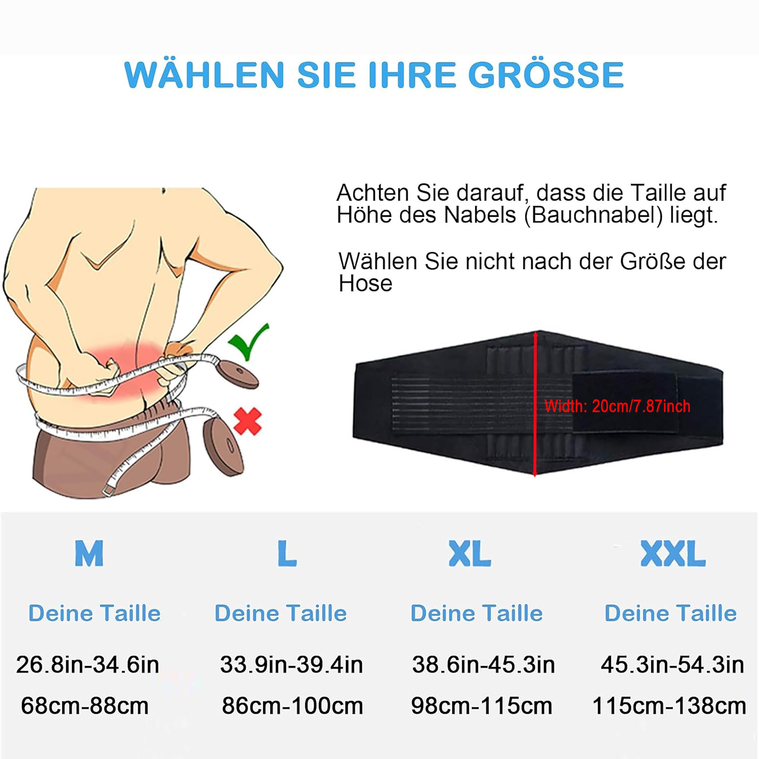 Paskyee Rückenstützgürtel für den unteren Rücken für Männer und Damen mit 6 Stäben - Rückenbandage für Skoliose & Ischias Schmerzlinderung