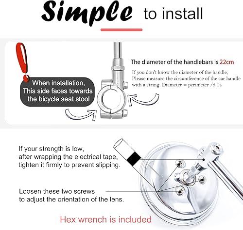 Miniatura 3 de Espejo de bicicleta vintage espejos de bicicleta de metal para manillar, espejo retrovisor Cruiser, espejo de bicicleta eléctrica, espejo lateral,