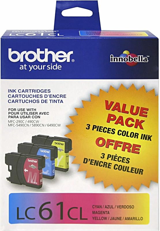 Brother Genuine Standard Yield Color Ink Cartridges, LC613PKS, Replacement 3 Pack of Color Ink, Includes 1 Cartridge Each of Cyan, Magenta & Yellow, Page Yield Up To 325 Pages/Cartridge, LC61
