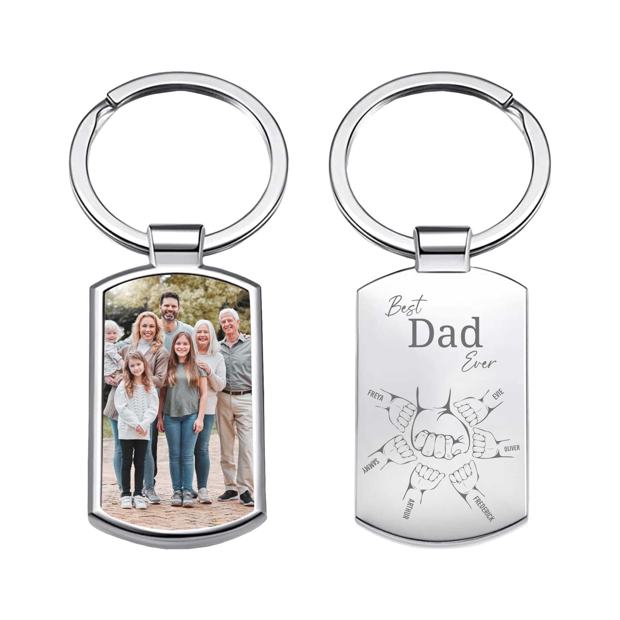 Print Maniacs Personalised Photo keyring - Custom Double-Sided Photo Engraved Text keyrings for Women Men Boyfriend Lover Customise Memorial Keyring Gifts