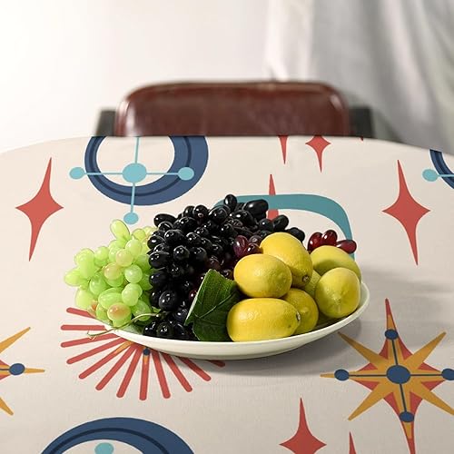 Miniatura 372 de Mantel floral hippie, diseño retro de los años 70, naranja, rosa, azul, floral, bohemio, estampado estético de margaritas, para fiesta, picnic