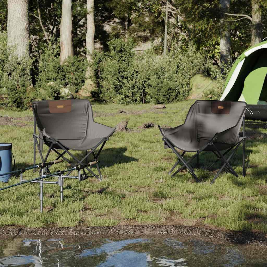 Campingstühle 2 STK. Klappbar Strandstühle Klappstühle Angelstuhl Anglerstuhl Faltstuhl Campingsessel Outdoorstuhl mit Tasche Klappbar Grau