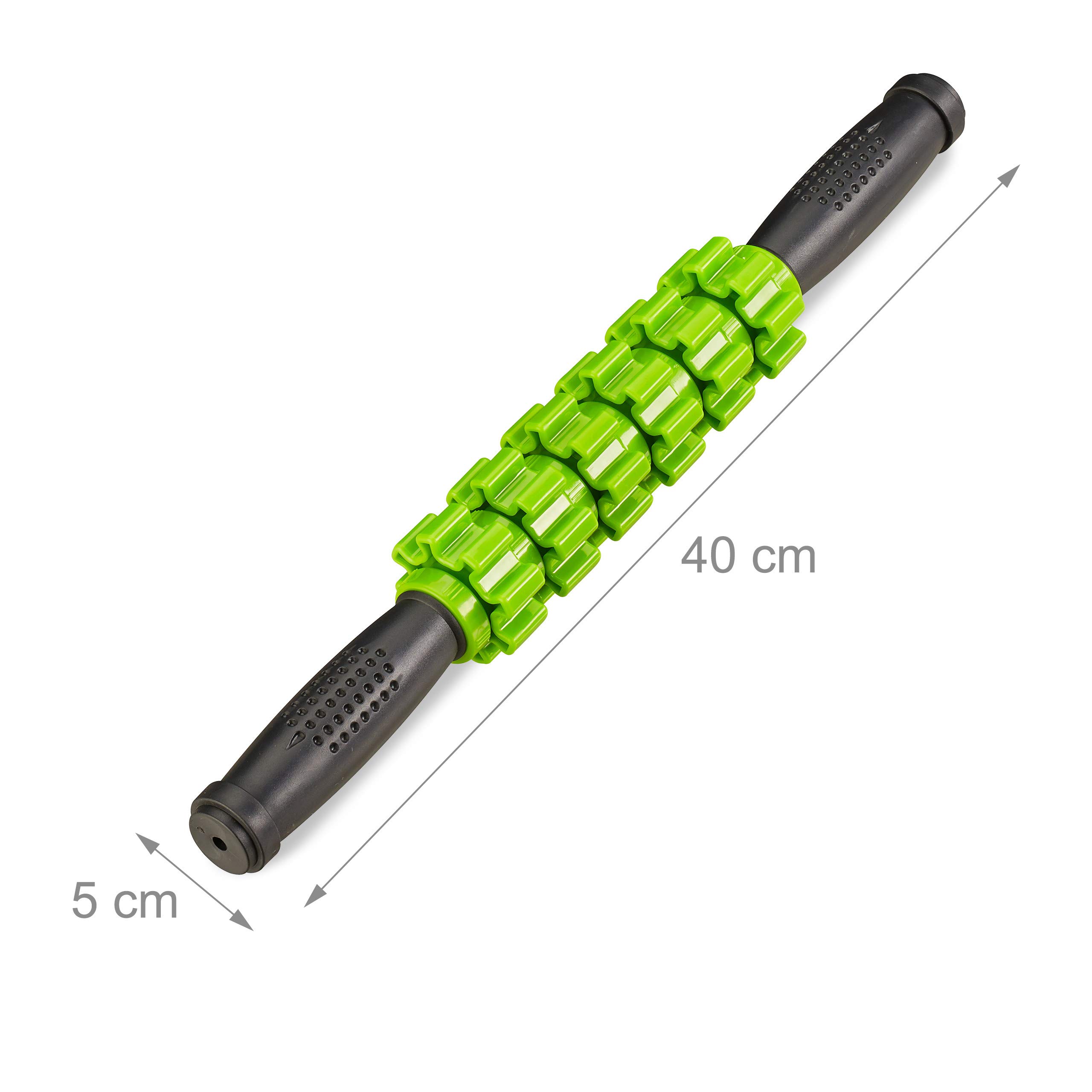 8x Rullo Massaggio Muscolare, Massage Stick, Bastone per Massaggiatore, per Schiena, Collo, Gambe, Nero Verde