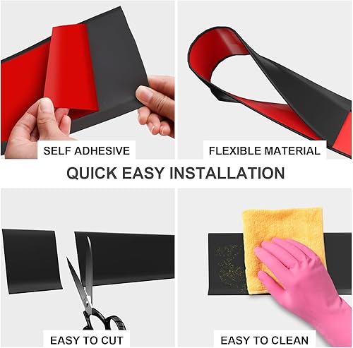 Miniatura 4 de Pluden Moldura flexible para zócalo, 4 pulgadas de ancho x 20 pies de largo, base de pared de vinilo autoadhesivo, base de pared de goma para