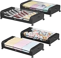 Vista 17 de Under Bed Storage Containers, Shoe Storage With Wheels, Foldable Bedroom Storage Organization with Handles, Under Bed Storage Bins Drawer For BLACK