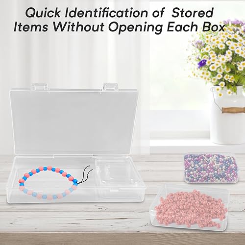 Miniatura 4 de Paquete de 24 organizadores y almacenamiento de cuentas, caja transparente apilable con tapas para organizar, contenedores de plástico versátiles