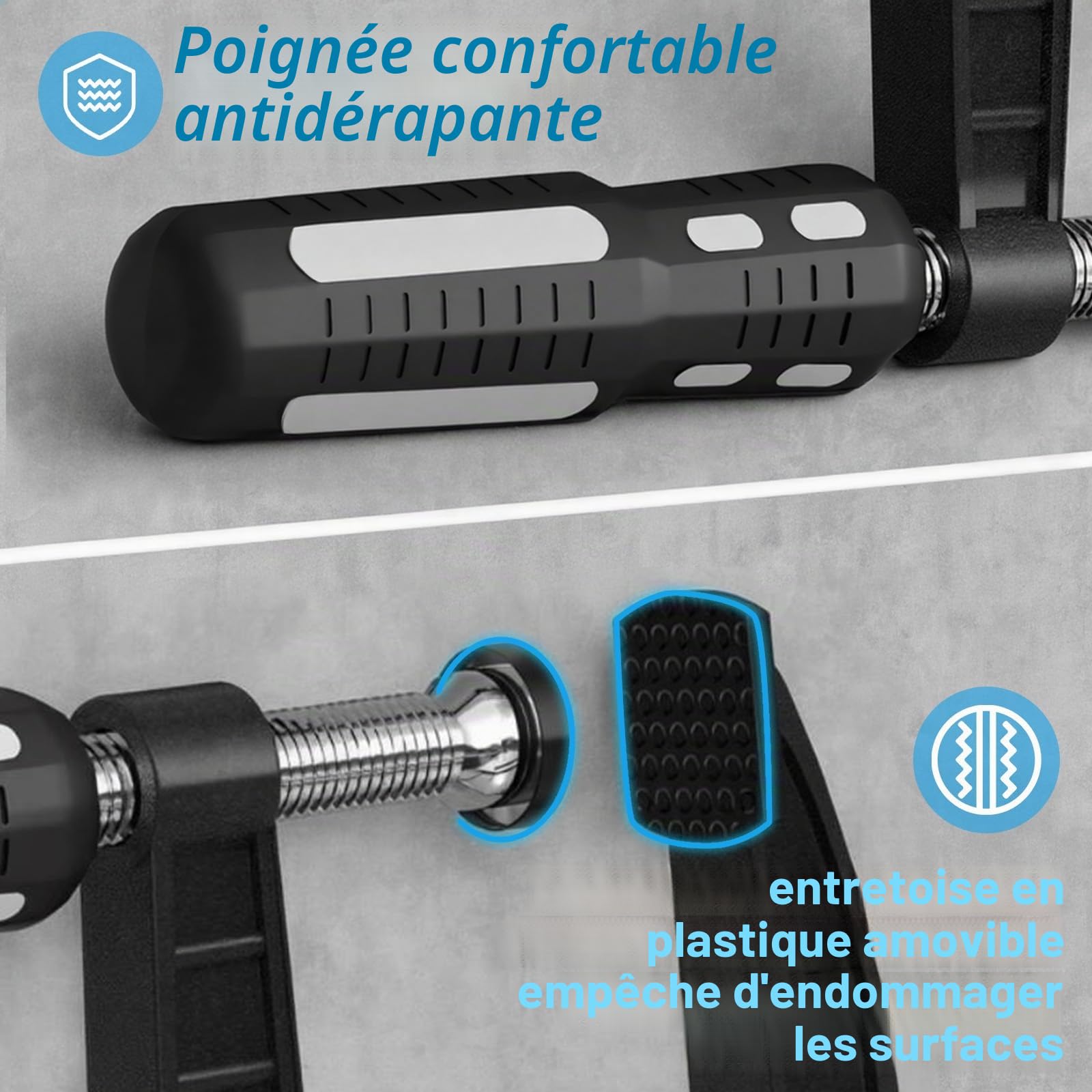 Jeu de 4 Serre-Joints, Serre-Joint 350 mm Envergure, Force de Serrage 280 kg, Profondeur de Mâchoire 90 mm, Entièrement en Acier Pour Les Projets De Bricolage une Fixation Précise des Pièces en Bois