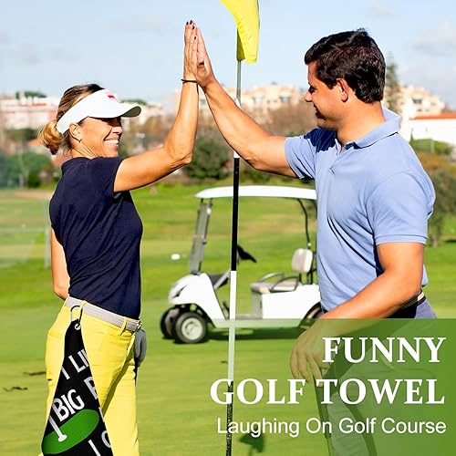 Miniatura 7 de Toalla de golf con clip para bolsas de palos de golf para hombres, mujeres, accesorios de golfistas, regalos, negro, I Like Big Putts I Cannot Lie