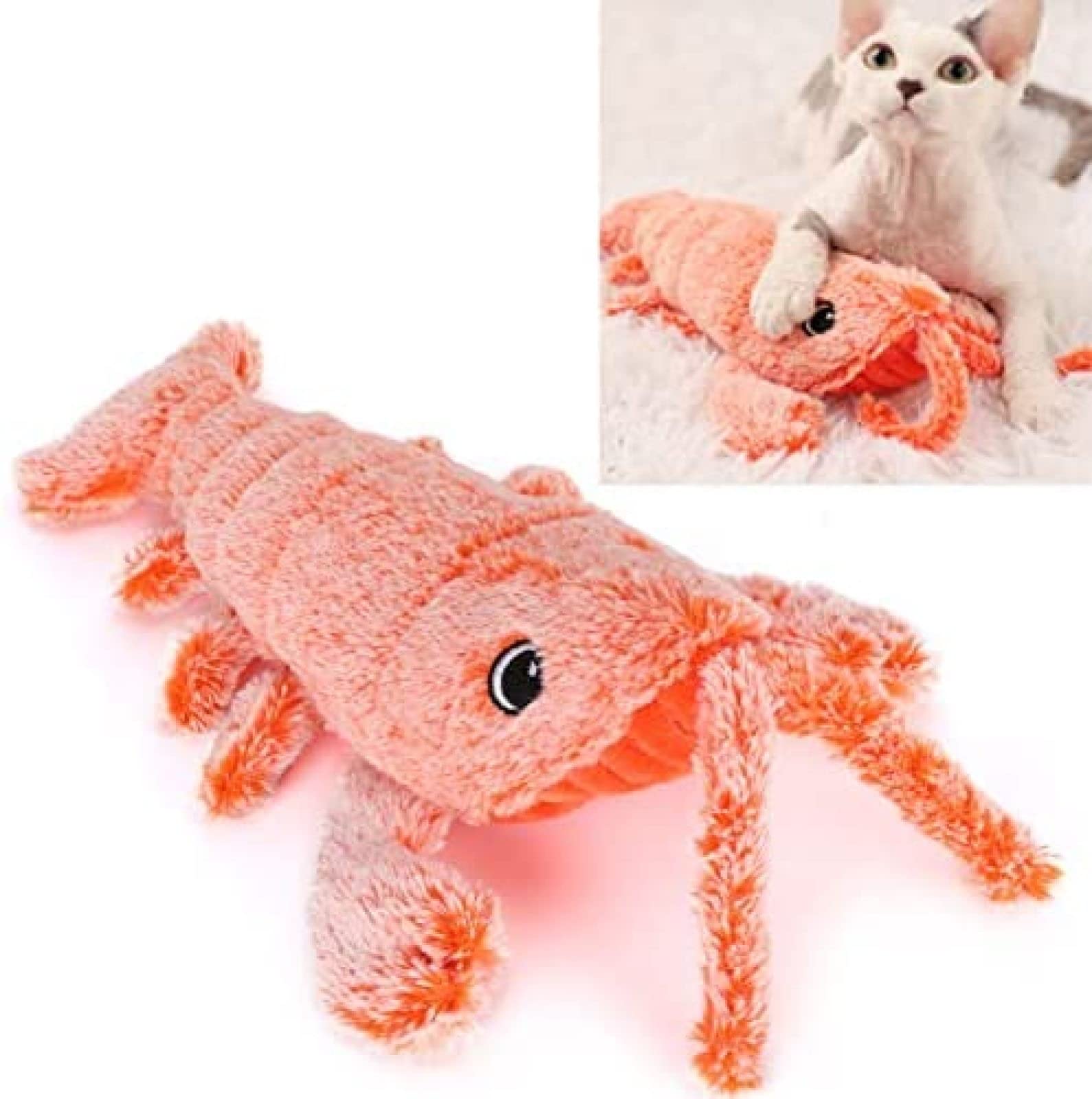 Langosta eléctrica de gambas,Juguetes eléctricos para Masticar para Mascotas,Juguete Interactivo Recargable por USB para Mascotas con simulación de Forma