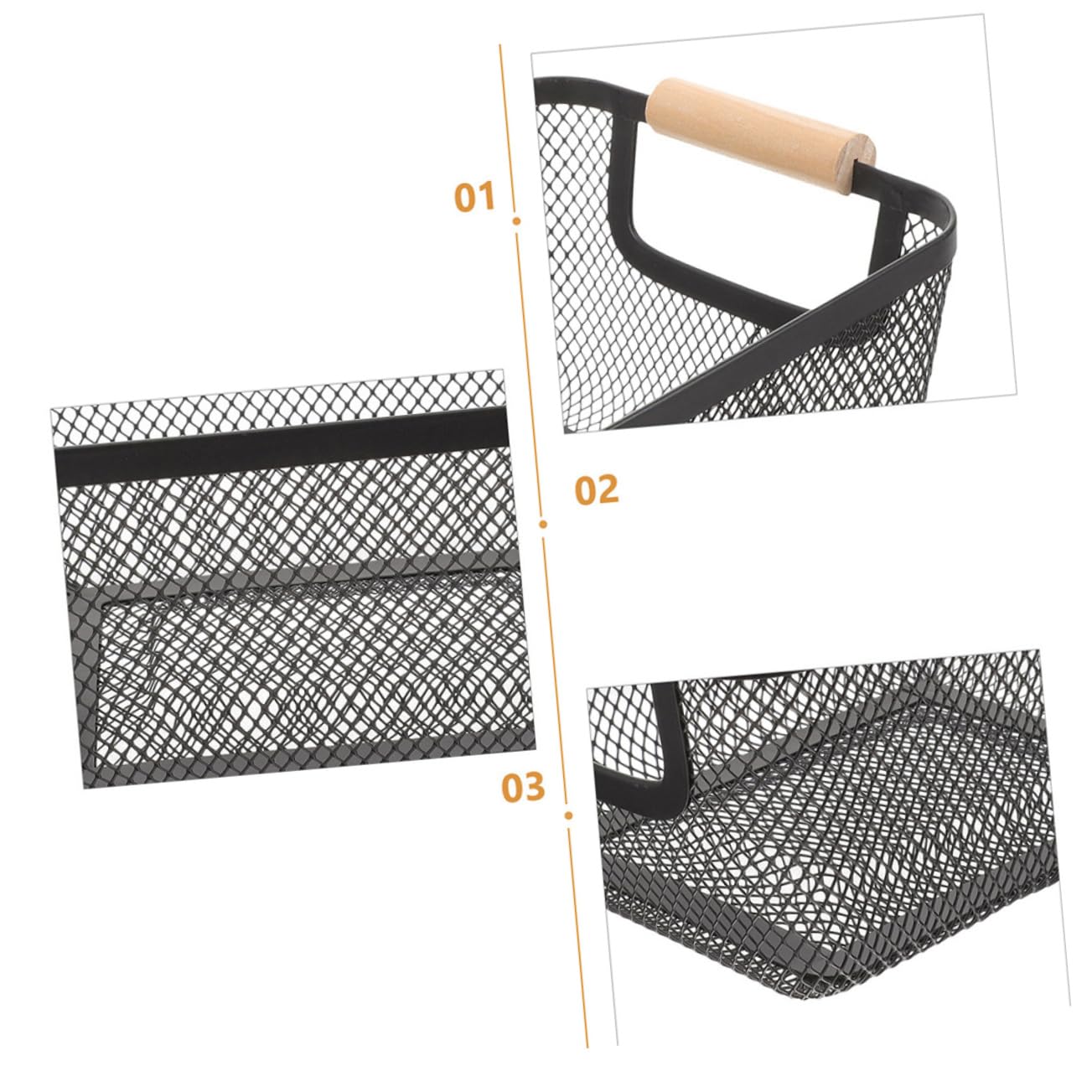 Vaguelly 2piezas Cesta De Almacenamiento De Metal Con Mango De Madera Organizador De Cocina Multifunción Para Baño o Lavandería Cesta De Alambre Para Inodoro