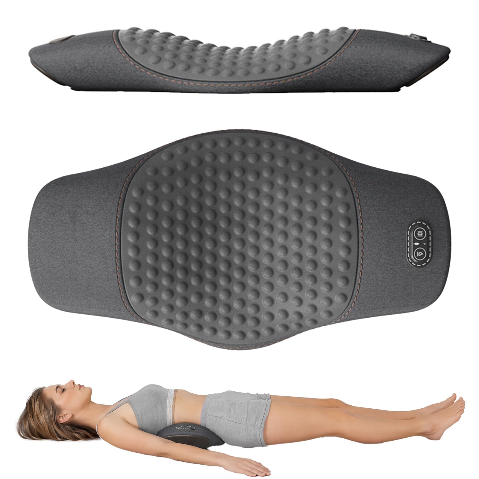 3 In 1 Rückenmassagegerät, Massagekissen mit Zug, Vibrations und Wärmefunktion, Ergonomisches Design, Lendenkissen zur Linderung von Rückenschmerzen, Geeignet für Büro und Zuhause