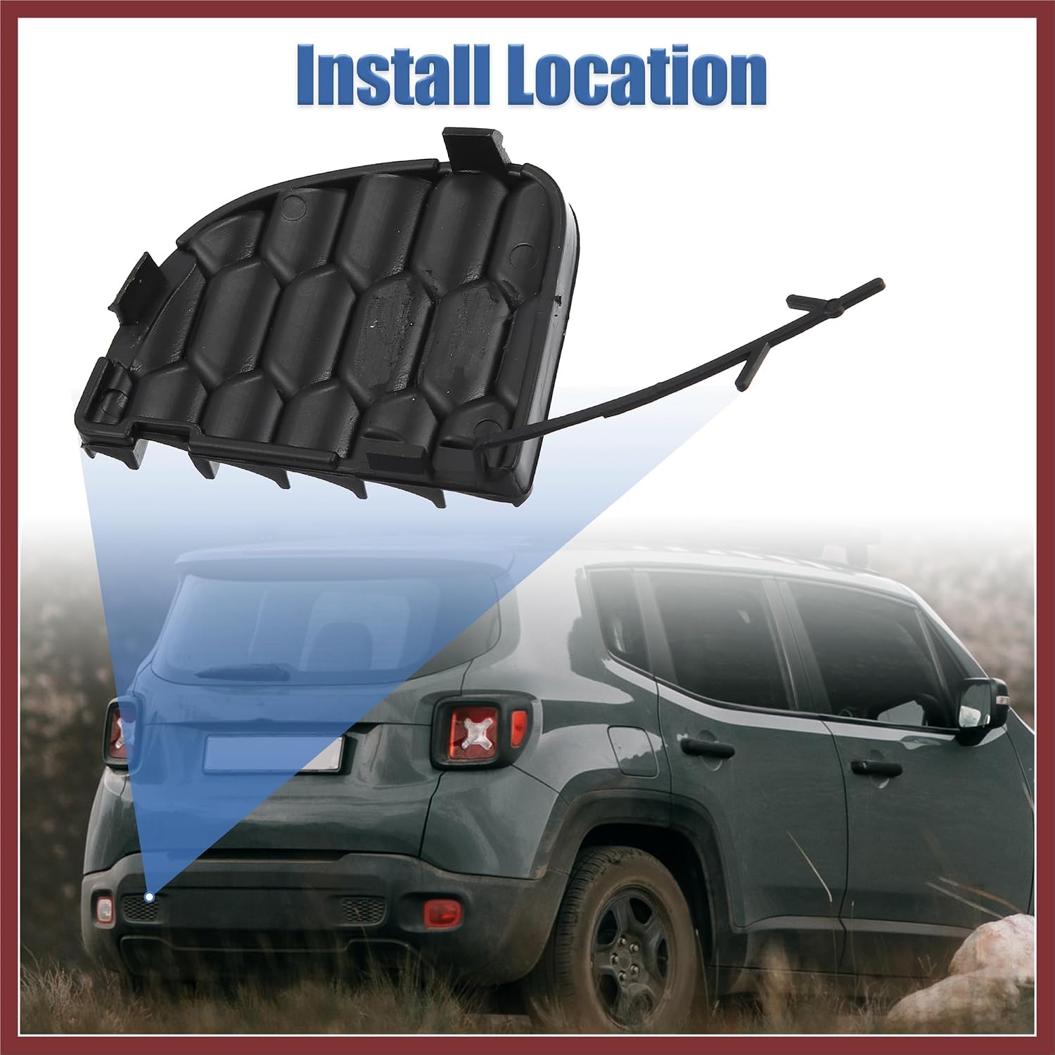 Tow Hook Cover Rear Bumper Tow Hook Eye Cap Cover 735645726 5VW91LXHAA Black Replacement for Jeep Renegade 2015-2023 Replace Parts