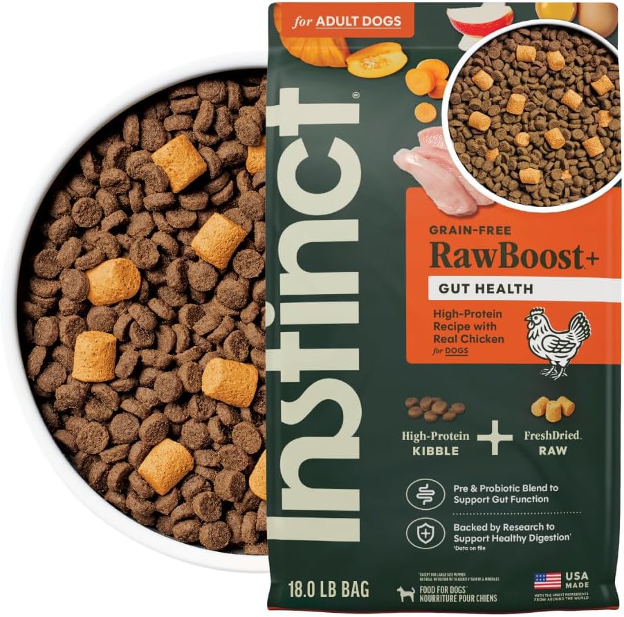 Instinct Raw Boost Kibble Chicken Gut Health Dog Dry Food 18LB