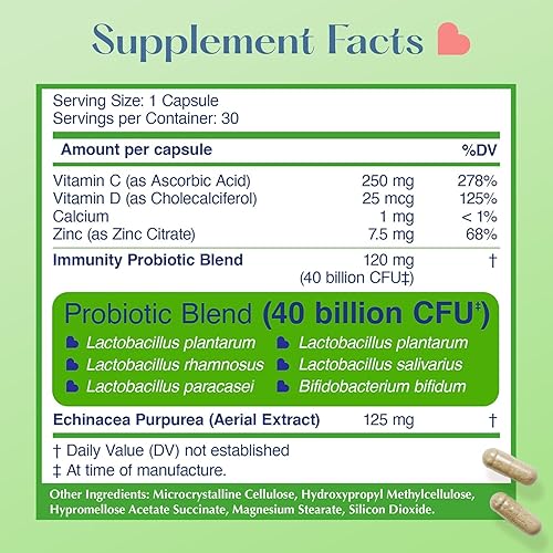 Miniatura 6 de LOVEBUG Probióticos diarios de apoyo inmunológico para mujeres, 40 mil millones de UFC, suplemento probiótico Lactobacillus bifidobacterium con