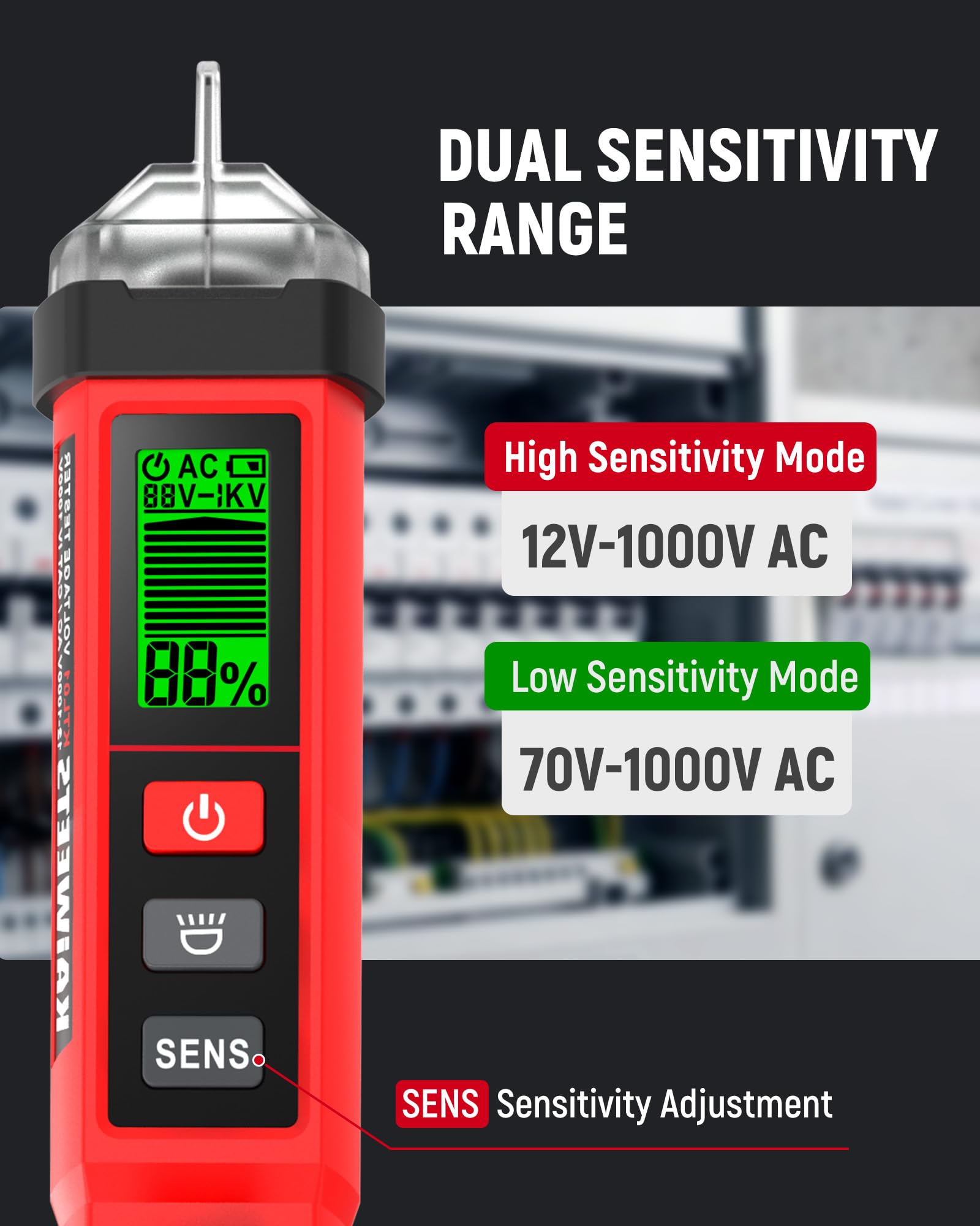 KAIWEETS Non Contact Voltage Tester, CAT IV 1000V Dual Range Home Outlet — Amazon image 8