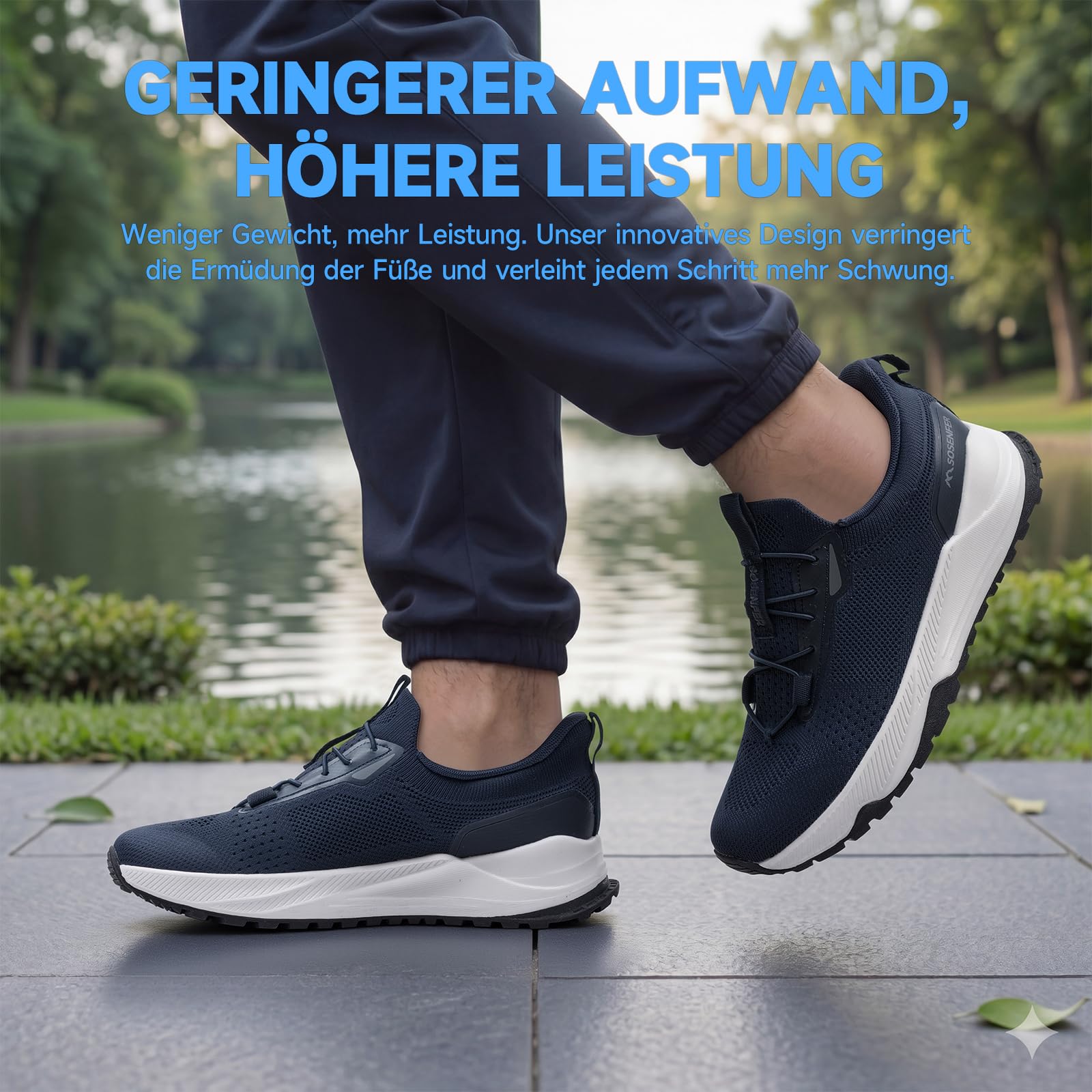 Sosenfer Slip on Baskets pour homme pour pieds larges, chaussures de randonnée respirantes et antidérapantes pour homme