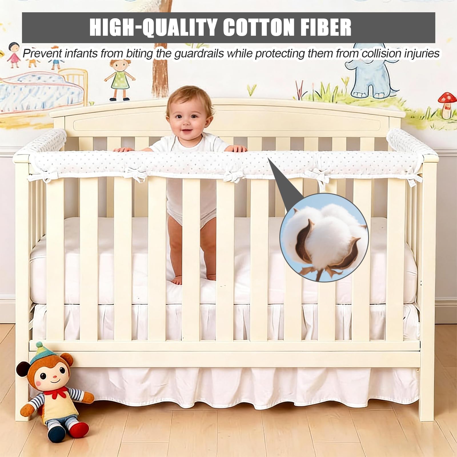 MeYuxg Lot de 3 bordures de lit pour bébé - Protection de bord de lit - 128 x 18 cm - 68 x 18 cm - Protection des bords de lit - Sur les côtés et les rails avant - Protection contre les chutes pour