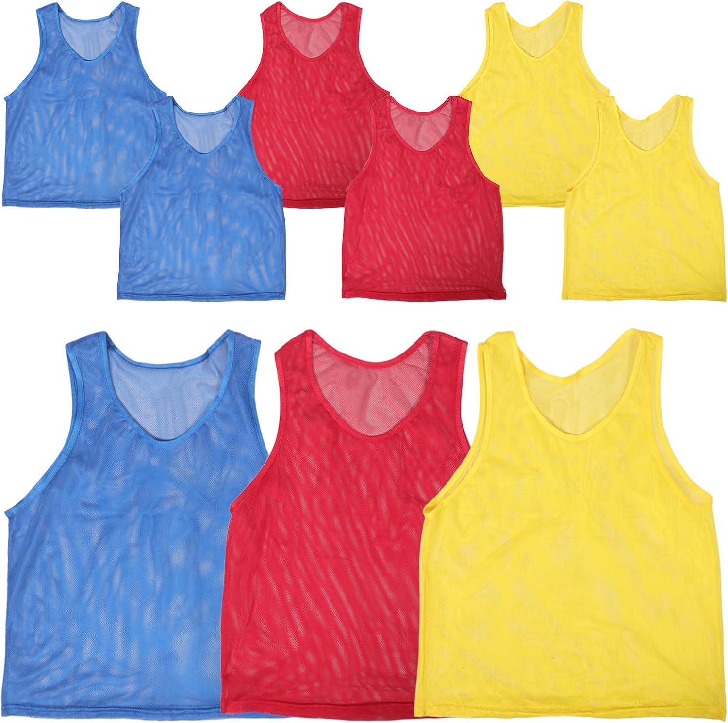 FUOYLOO 9pcs Sports Training Vest: Adult Scrimmage Pinnies - Quick Dry Practice Jerseys - High Visibility Team Bibs for Soccer Basketball Football Lacrosse