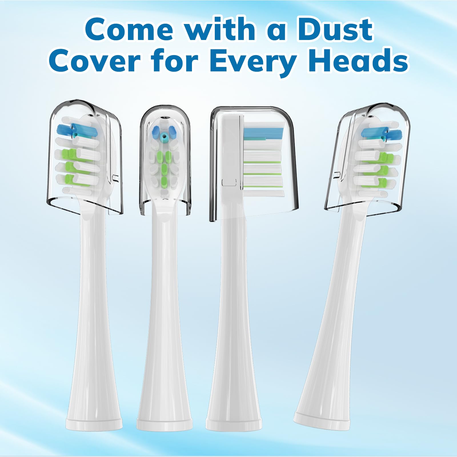Paquete de 6 cabezales de repuesto para cepillo de dientes de repuesto para cepillo de dientes de hilo dental compatible con Sonic Fusion SF01/SF02 y Sonic Fusion 2.0 SF03/SF04, color blanco con tapas